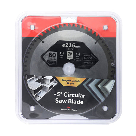 This is an image of Timco - -5Ãƒâ€šÃ‚Â° Circular Saw Blade 216 x 30 x 60T (1 Each Clamshell) A2163060