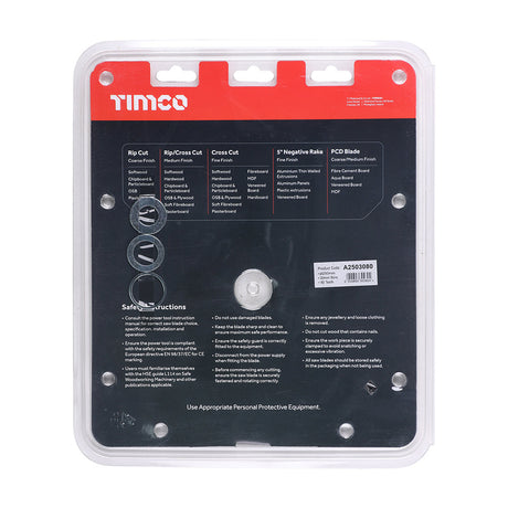 This is an image of Timco - -5Ãƒâ€šÃ‚Â° Circular Saw Blade 250 x 30 x 80T (1 Each Clamshell) A2503080