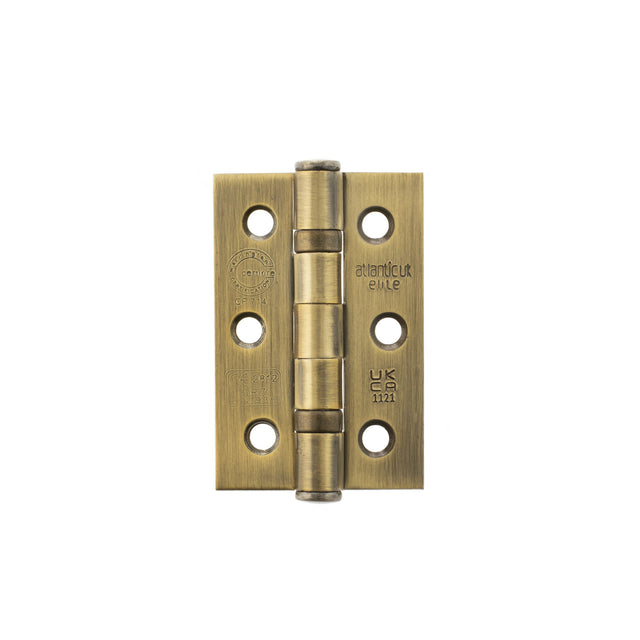 Quality image of Atlantic CE Fire Rated Grade 7 Ball Bearing Hinges 3" x 2" x 2mm - Matt Antique Brass | Sku. a2h322mab | available from Trade Door Handles.