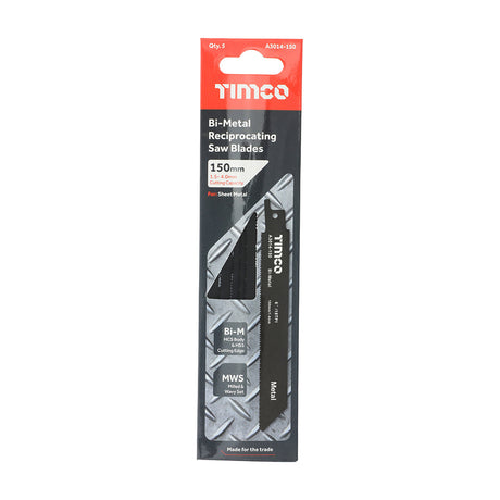 This is an image of Timco - Reciprocating Saw Blades - Metal Cutting - Bi-Metal - S922EF S922EF (5 Pieces Pack) A3014-150