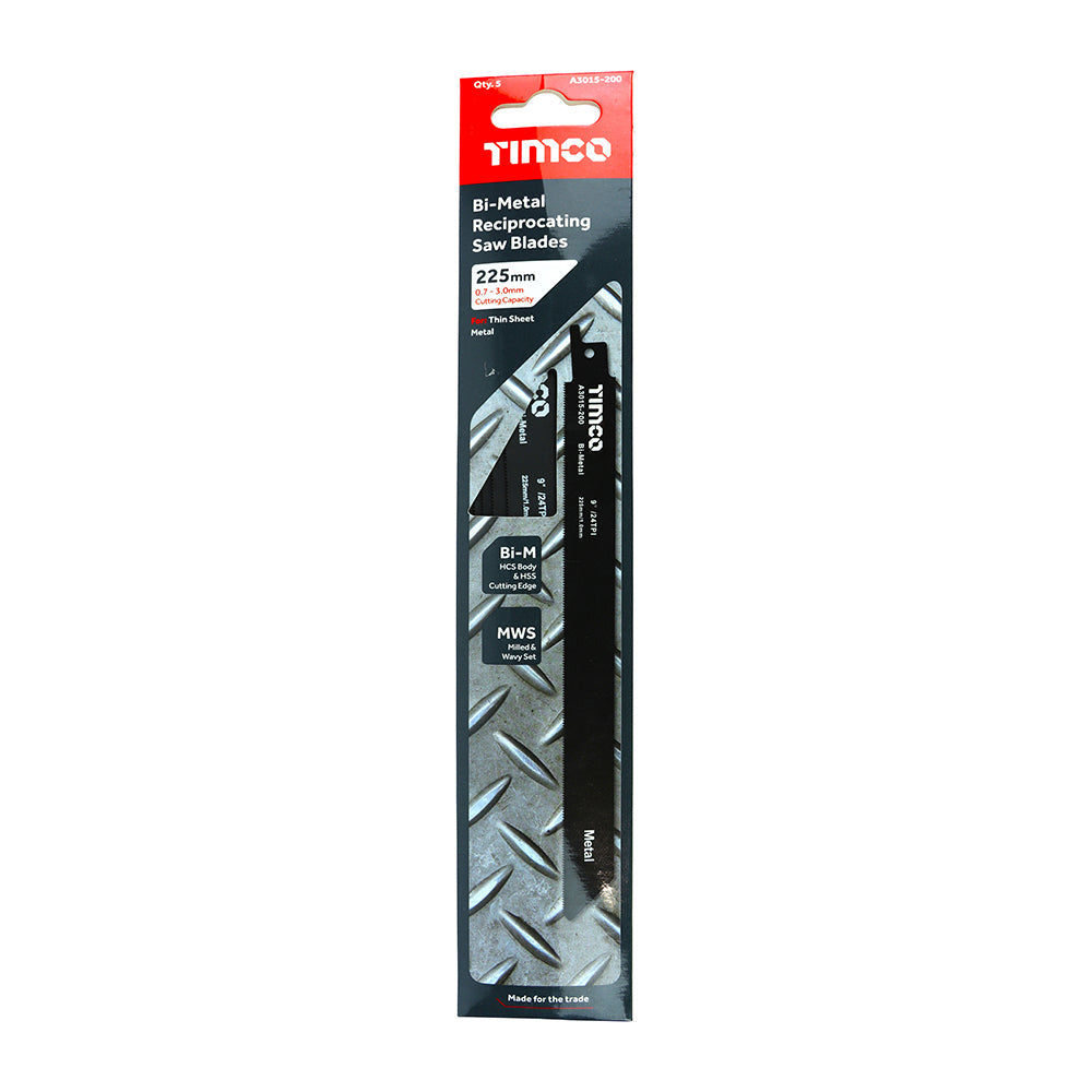This is an image of Timco - Reciprocating Saw Blades - Metal Cutting - Bi-Metal - S1122AF S1122AF (5 Pieces Pack) A3015-200