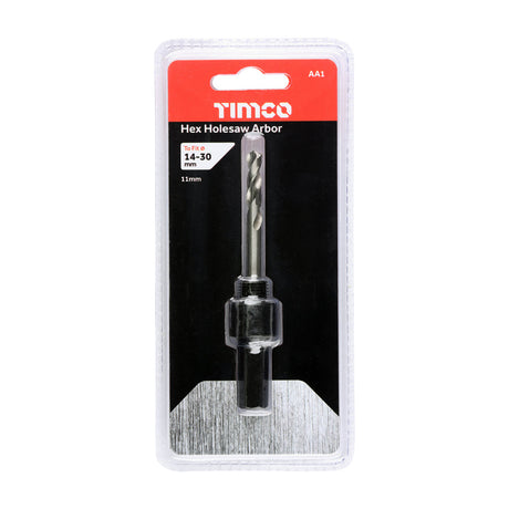This is an image of Timco - Holesaw Arbor - Hex Shank To fit Holesaw 14-30mm (1 Each Clamshell) AA1