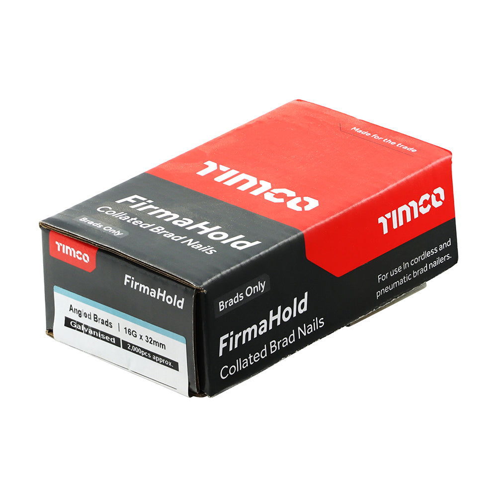 This is an image of Timco - FirmaHold Collated Brad Nails - 16 Gauge - Angled - Galvanised 16g x 32mm (2000 PCS Box) ABG1632