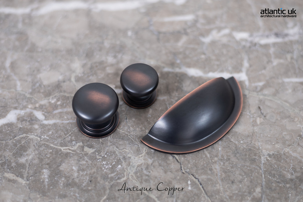 Quality image of Old English Lincoln Solid Brass Victorian Knob 32mm on Concealed Fix - Antique Copper | Sku. oec1232ac | available from Trade Door Handles.