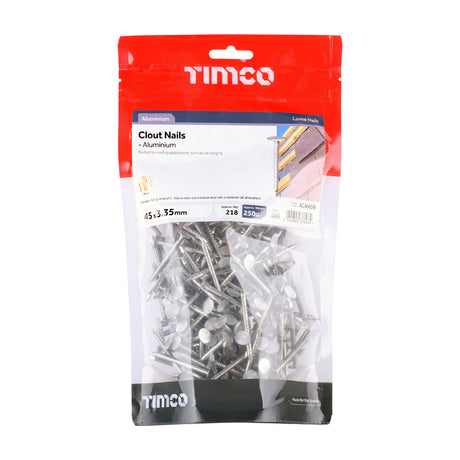 This is an image of Timco - Clout Nails - Aluminium 45 x 3.35mm (0.25 Kg TIMbag) ACN45B