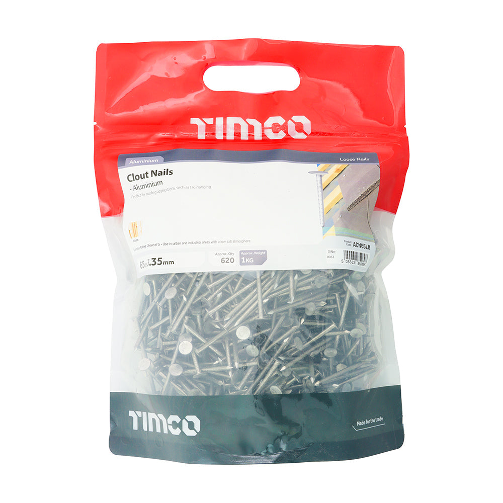 This is an image of Timco - Clout Nails - Aluminium 50 x 3.35mm (1 Kg TIMbag) ACN50LB