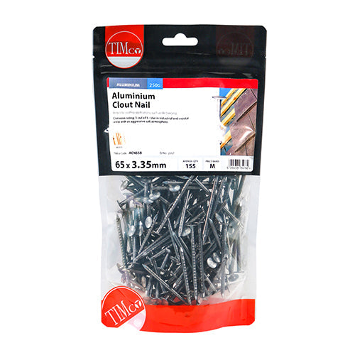 This is an image of Timco - Clout Nails - Aluminium 65 x 3.35mm (0.25 Kg TIMbag) ACN65B