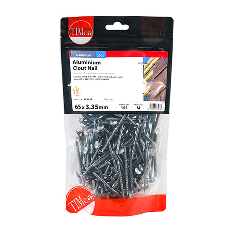 This is an image of Timco - Clout Nails - Aluminium 65 x 3.35mm (0.25 Kg TIMbag) ACN65B