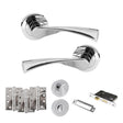 Quality image of STATUS Colorado Door Handle Pack (Bathroom Set - 2.5" CE Bathroom Lock, 4" Fire Rated Hinges x3) - Polished Chrome | Sku. adps34rpc10 | available from Trade Door Handles.