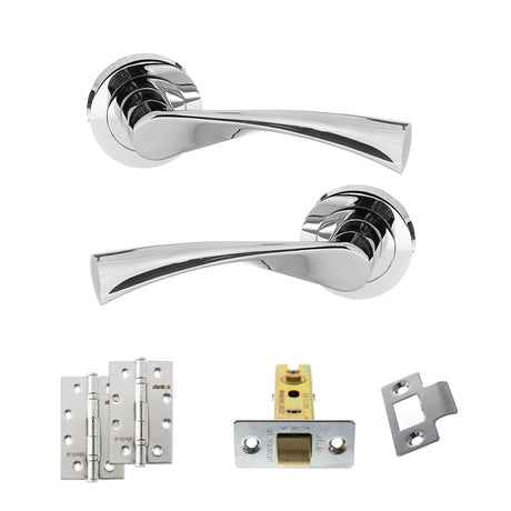 Quality image of STATUS Colorado Door Handle Pack (Latch Set - 2.5" CE Latch, 4" Slim Knuckle Hinges x2) - Polished Chrome | Sku. adps34rpc5 | available from Trade Door Handles.