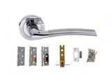 Quality image of Atlantic Swell Door Pack Bundle (3" Latch + 3"x2" Hingesx3) - Satin Chrome/Polished Chrome | Sku. adpbeco10scpc3 | available from Trade Door Handles.