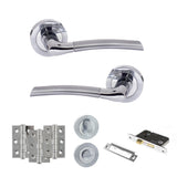 Quality image of Eco Swell Door Handle Pack (Bathroom Set - 2.5" CE Bathroom Lock, 3" Fire Rated Hinges x3) - Satin Chrome/Polished Chrome | Sku. adpeco10scpc8 | available from Trade Door Handles.