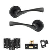Quality image of Eco Aqua Door Handle Pack (Latch Set - 3" CE Latch, 3" Fire Rated Hinges x3) - Matt Black | Sku. adpeco20mb2 | available from Trade Door Handles.