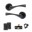 Quality image of Eco Aqua Door Handle Pack (Latch Set - 2.5" CE Latch, 4" Slim Knuckle Hinges x2) - Matt Black | Sku. adpeco20mb5 | available from Trade Door Handles.
