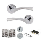 Quality image of Eco Aqua Door Handle Pack (Bathroom Set - 3" CE Bathroom Lock, 4" Fire Rated Hinges x3) - Polished Chrome | Sku. adpeco20pc11 | available from Trade Door Handles.
