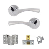 Quality image of Eco Aqua Door Handle Pack (Latch Set - 3" CE Latch, 3" Fire Rated Hinges x3) - Polished Chrome | Sku. adpeco20pc2 | available from Trade Door Handles.