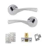 Quality image of Eco Aqua Door Handle Pack (Latch Set - 3" CE Latch, 4" Slim Knuckle Hinges x2) - Polished Chrome | Sku. adpeco20pc6 | available from Trade Door Handles.