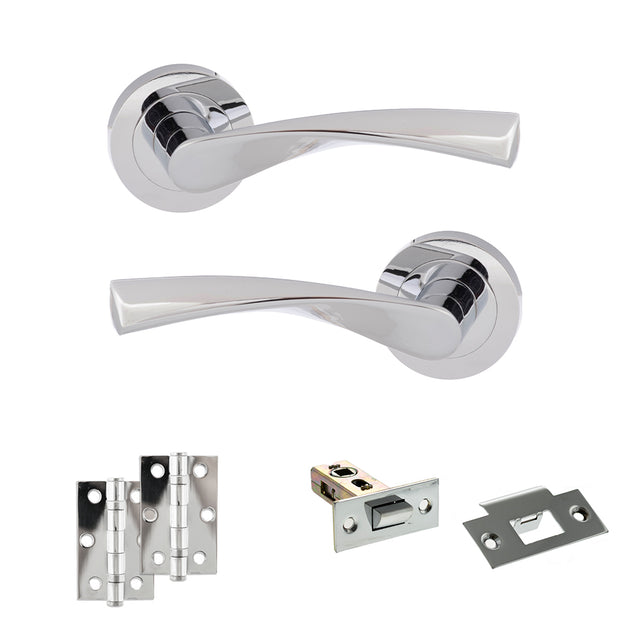 Quality image of Eco Aqua Door Handle Pack (Latch Set - 2.5" Latch, 3" Hinges x2) - Polished Chrome | Sku. adpeco20pc7 | available from Trade Door Handles.