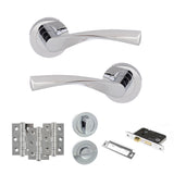 Quality image of Eco Aqua Door Handle Pack (Bathroom Set - 2.5" CE Bathroom Lock, 3" Fire Rated Hinges x3) - Polished Chrome | Sku. adpeco20pc8 | available from Trade Door Handles.