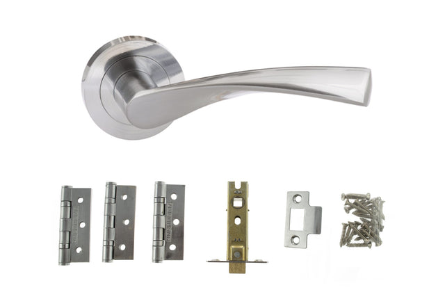 Quality image of Atlantic Aqua Door Pack Bundle (2.5" Latch, 3"x2" Hingesx3) - Satin Nickel/Nickel Plate | Sku. adpbeco20snnp25 | available from Trade Door Handles.