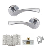 Quality image of Eco Aqua Door Handle Pack (Latch Set - 2.5" CE Latch, 4" Fire Rated Hinges x3) - Satin Chrome | Sku. adpeco20sc3 | available from Trade Door Handles.