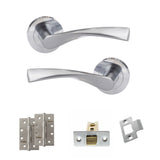 Quality image of Eco Aqua Door Handle Pack (Latch Set - 3" CE Latch, 4" Slim Knuckle Hinges x2) - Satin Chrome | Sku. adpeco20sc6 | available from Trade Door Handles.
