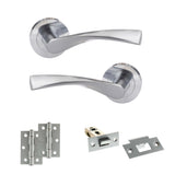Quality image of Eco Aqua Door Handle Pack (Latch Set - 2.5" Latch, 3" Hinges x2) - Satin Chrome | Sku. adpeco20sc7 | available from Trade Door Handles.