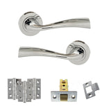 Quality image of Eco Wave Door Handle Pack (Latch Set - 2.5" CE Latch, 3" Fire Rated Hinges x3) - Polished Chrome | Sku. adpeco30pc1 | available from Trade Door Handles.
