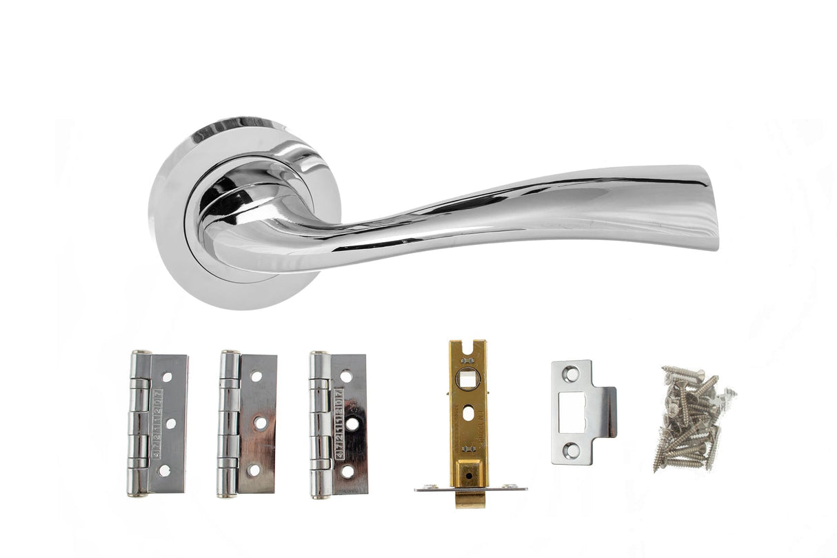 Quality image of Atlantic Wave Door Pack Bundle (3" Latch, 3"x2" Hingesx3) - Polished Chrome | Sku. adpbeco30pc3 | available from Trade Door Handles.
