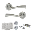 Quality image of Eco Wave Door Handle Pack (Bathroom Set - 2.5" CE Bathroom Lock, 4" Fire Rated Hinges x3) - Satin Chrome | Sku. adpeco30sc10 | available from Trade Door Handles.