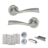 Quality image of Eco Wave Door Handle Pack (Bathroom Set - 2.5" CE Bathroom Lock, 4" Fire Rated Hinges x3) - Polished Chrome | Sku. adpeco30pc10 | available from Trade Door Handles.