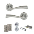 Quality image of Eco Wave Door Handle Pack (Bathroom Set - 2.5" CE Bathroom Lock, 4" Slim Knuckle Hinges x2) - Satin Chrome | Sku. adpeco30sc12 | available from Trade Door Handles.