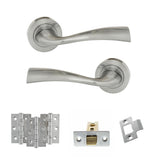Quality image of Eco Wave Door Handle Pack (Latch Set - 3" CE Latch, 3" Fire Rated Hinges x3) - Satin Chrome | Sku. adpeco30sc2 | available from Trade Door Handles.