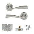 Quality image of Eco Wave Door Handle Pack (Latch Set - 3" CE Latch, 3" Fire Rated Hinges x3) - Polished Chrome | Sku. adpeco30pc2 | available from Trade Door Handles.