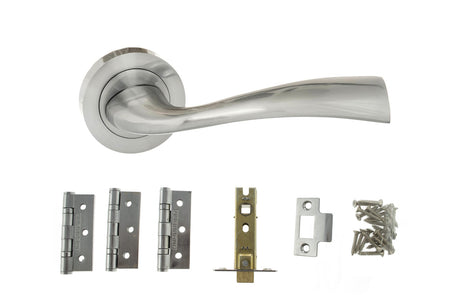 Quality image of Atlantic Wave Door Pack Bundle (3" Latch, 3"x2" Hingesx3) - Satin Chrome | Sku. adpbeco30sc3 | available from Trade Door Handles.