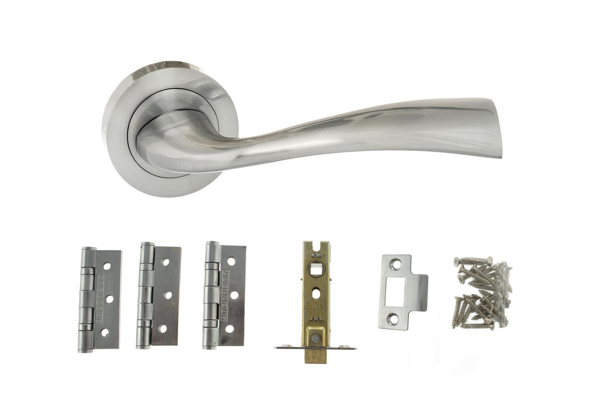 Quality image of Atlantic Wave Door Pack Bundle (2.5" Latch, 3"x2" Hingesx3) - Satin Chrome | Sku. adpbeco30sc25 | available from Trade Door Handles.