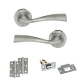 Quality image of Eco Wave Door Handle Pack (Latch Set - 2.5" Latch, 3" Hinges x2) - Polished Chrome | Sku. adpeco30pc7 | available from Trade Door Handles.