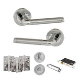 Quality image of Eco Ocean Door Handle Pack (Bathroom Set - 2.5" CE Bathroom Lock, 4" Fire Rated Hinges x3) - Satin Chrome/Polished Chrome | Sku. adpeco40scpc10 | available from Trade Door Handles.