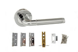 Quality image of Atlantic Ocean Door Pack Bundle (2.5" Latch, 3"x2" Hingesx3) - Satin Chrome/Polished Chrome | Sku. adpbeco40scpc25 | available from Trade Door Handles.