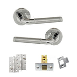 Quality image of Eco Ocean Door Handle Pack (Latch Set - 3" CE Latch, 4" Slim Knuckle Hinges x2) - Satin Chrome/Polished Chrome | Sku. adpeco40scpc6 | available from Trade Door Handles.