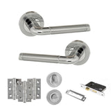 Quality image of Eco Ocean Door Handle Pack (Bathroom Set - 3" CE Bathroom Lock, 3" Fire Rated Hinges x3) - Satin Chrome/Polished Chrome | Sku. adpeco40scpc9 | available from Trade Door Handles.