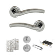 Quality image of Eco Crest Door Handle Pack (Bathroom Set - 3" CE Bathroom Lock, 4" Slim Knuckle Hinges x2) - Satin Chrome/Polished Chrome | Sku. adpeco50scpc13 | available from Trade Door Handles.