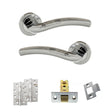 Quality image of Eco Crest Door Handle Pack (Latch Set - 3" CE Latch, 4" Slim Knuckle Hinges x2) - Satin Chrome/Polished Chrome | Sku. adpeco50scpc6 | available from Trade Door Handles.
