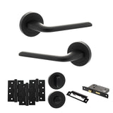 Quality image of Eco Surf Door Handle Pack (Bathroom Set - 2.5" CE Bathroom Lock, 4" Fire Rated Hinges x3) - Matt Black | Sku. adpeco60mb10 | available from Trade Door Handles.