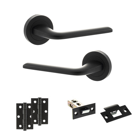 Quality image of Eco Surf Door Handle Pack (Latch Set - 2.5" Latch, 3" Hinges x2) - Matt Black | Sku. adpeco60mb7 | available from Trade Door Handles.