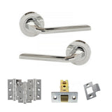 Quality image of Eco Surf Door Handle Pack (Latch Set - 2.5" CE Latch, 3" Fire Rated Hinges x3) - Polished Chrome | Sku. adpeco60pc1 | available from Trade Door Handles.
