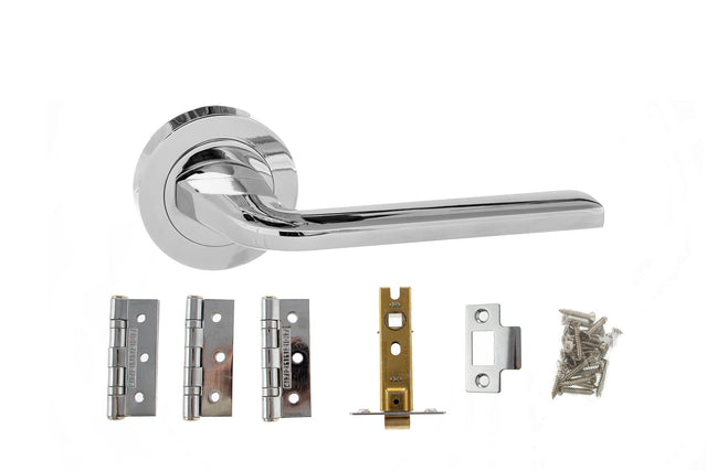 Quality image of Atlantic Surf Door Pack Bundle (2.5" Latch, 3"x2" Hingesx3) - Polished Chrome | Sku. adpbeco60pc25 | available from Trade Door Handles.