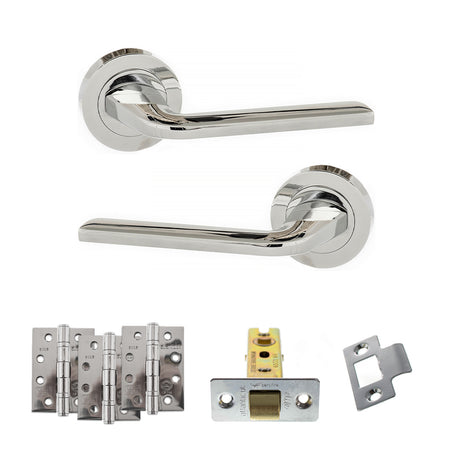 Quality image of Eco Surf Door Handle Pack (Latch Set - 2.5" CE Latch, 4" Fire Rated Hinges x3) - Polished Chrome | Sku. adpeco60pc3 | available from Trade Door Handles.