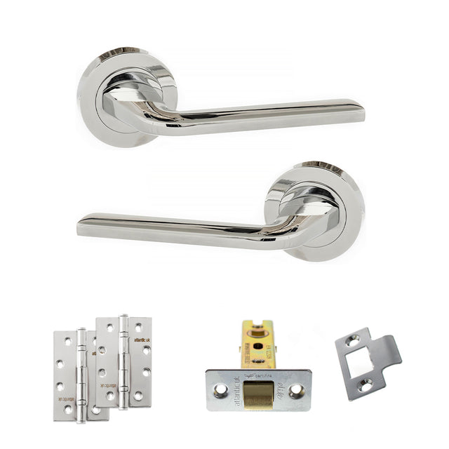 Quality image of Eco Surf Door Handle Pack (Latch Set - 3" CE Latch, 4" Slim Knuckle Hinges x2) - Polished Chrome | Sku. adpeco60pc6 | available from Trade Door Handles.