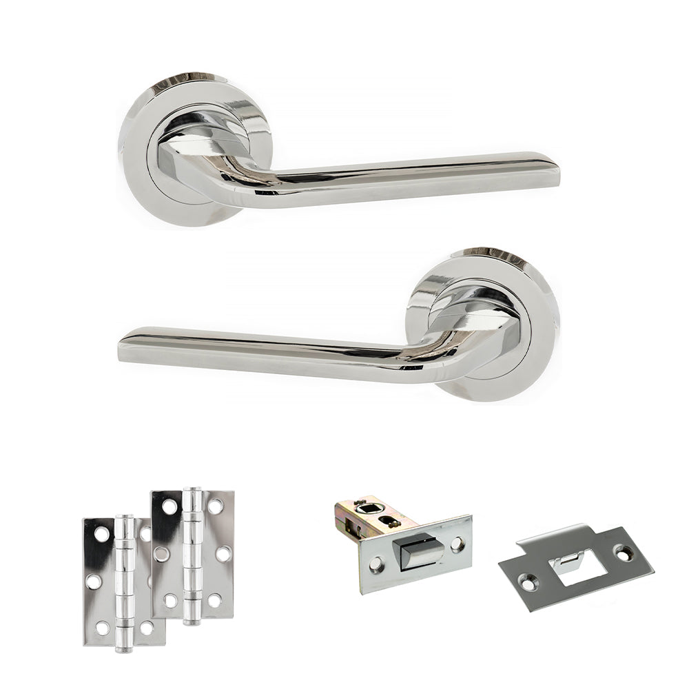 Quality image of Eco Surf Door Handle Pack (Latch Set - 2.5" Latch, 3" Hinges x2) - Polished Chrome | Sku. adpeco60pc7 | available from Trade Door Handles.